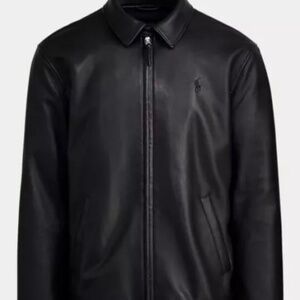 Men’s size small black polo leather jacket